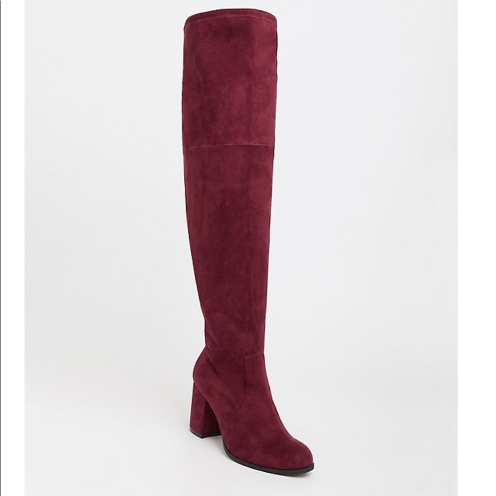 TORRID WINE FAUX SUEDE OVER THE KNEE BOOT